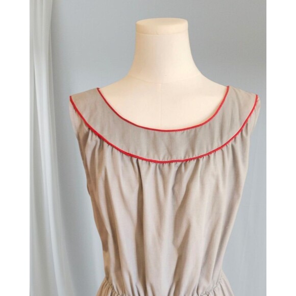 VTG 50'S 60'S Light Grey Sleeveless Fit & Flare DAY DRESS* Cotton Appx M/L - Picture 3 of 12